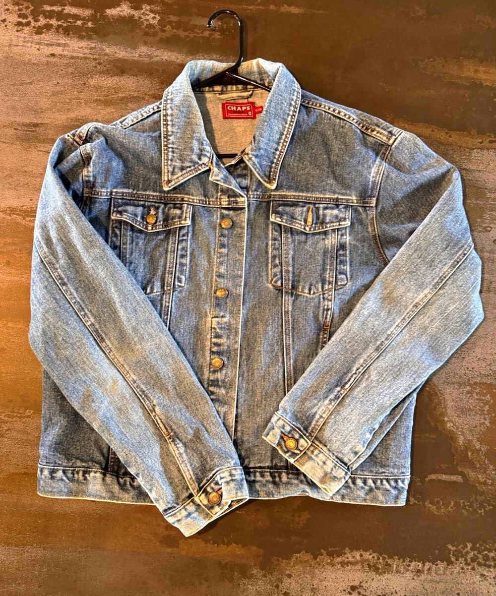 Chaps Men’s Vintage XL Regular Blue Denim Jacket Button